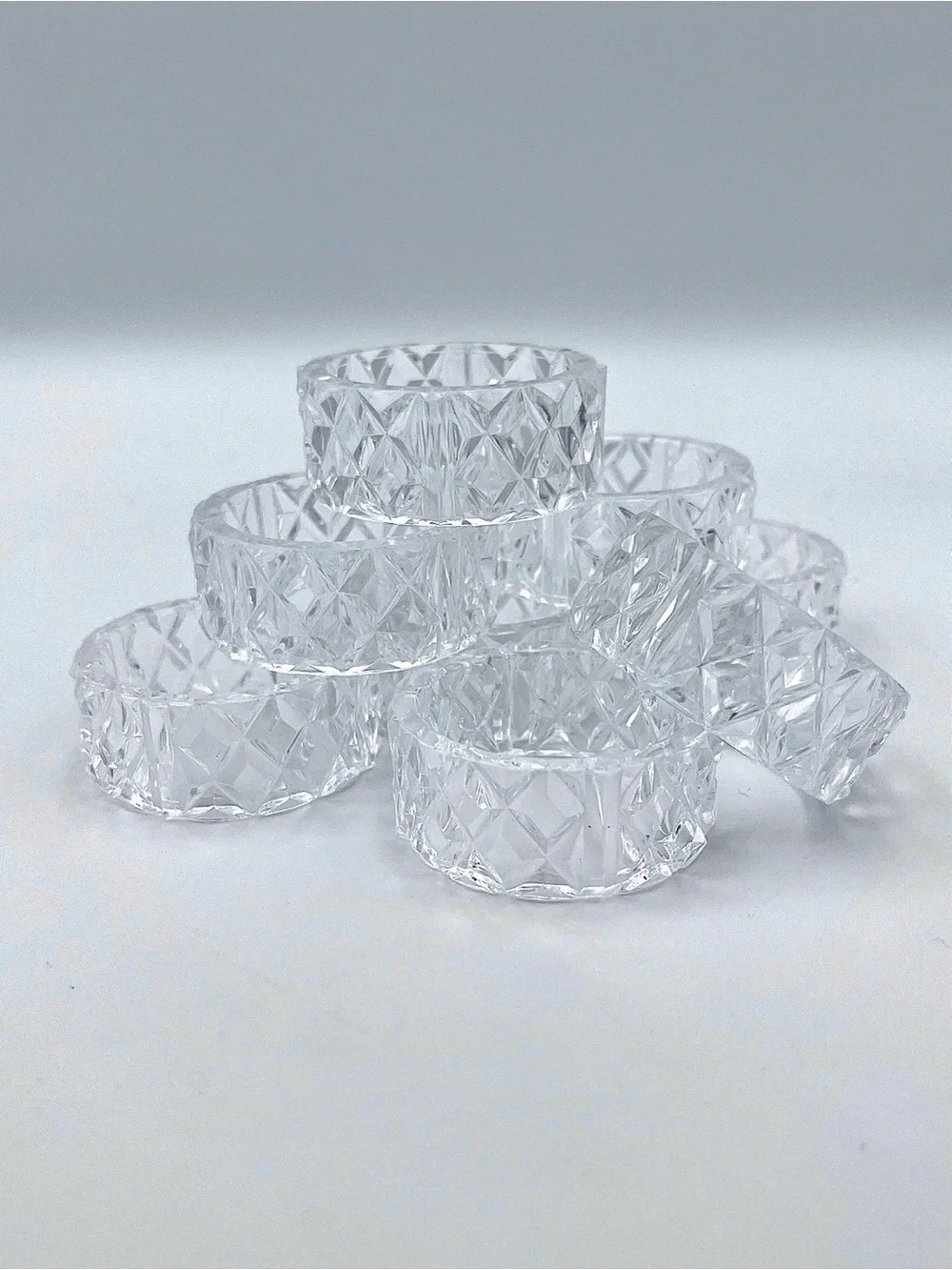 VTG Princess House Royal Highlights #831 Crystal Napkin Holder w 8 Napkin Rings